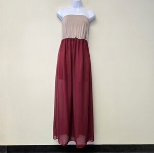 Moa Moa Tube top Color Block Maxi Dress Red L
